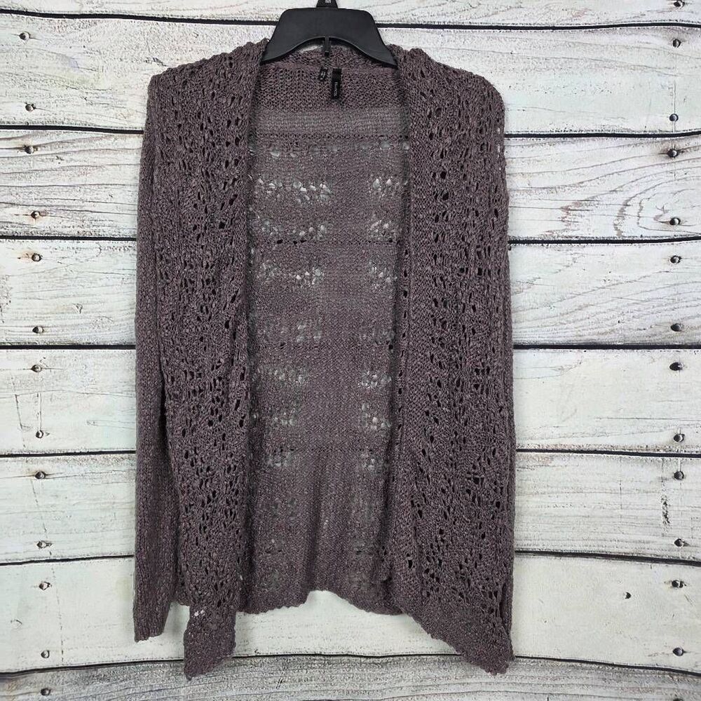 Maurices M Brown Open Knit Long Sleeve Cardigan